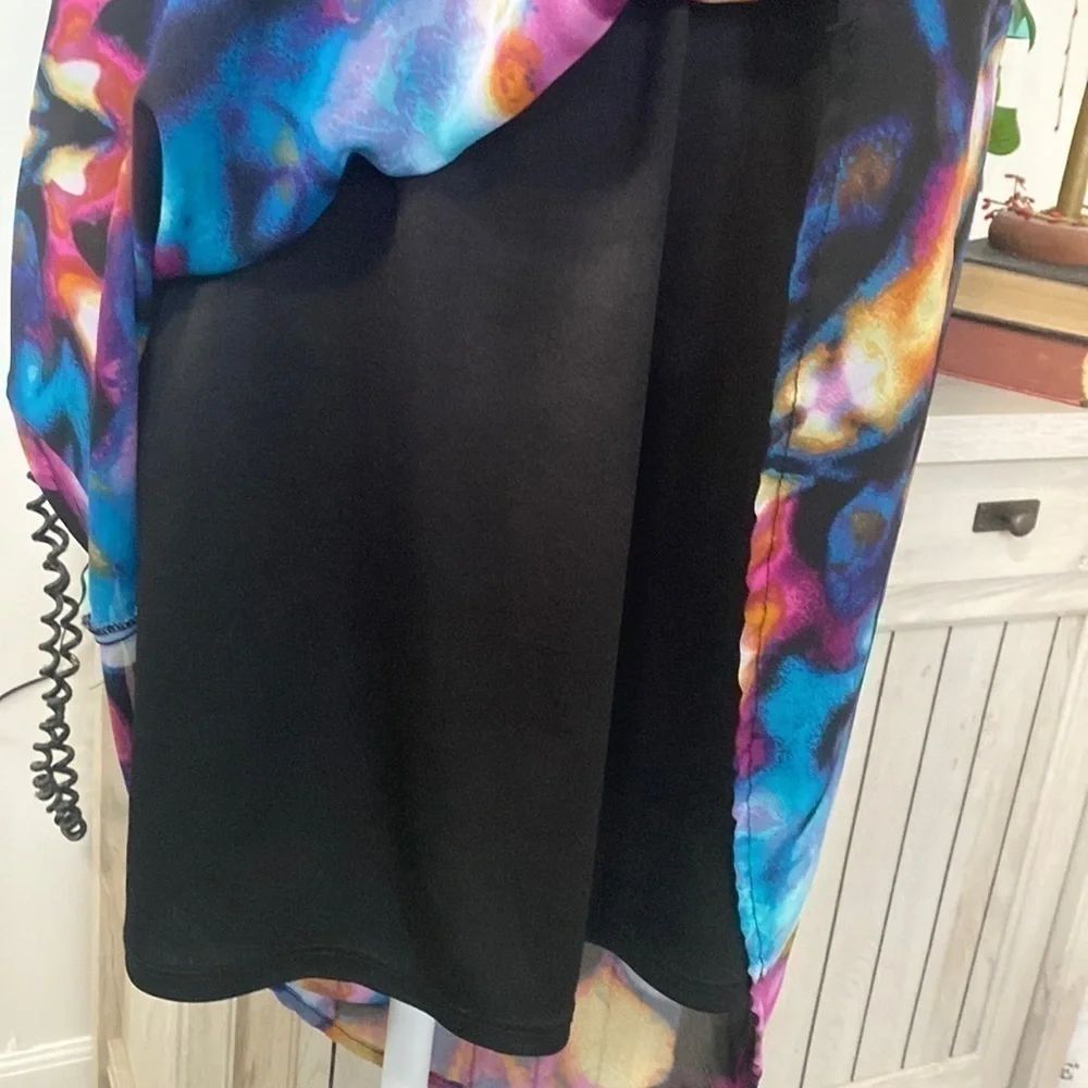 Mossimo Multicolor Tye Dye Summer Sleeveless High Low Floral Abstract Dress